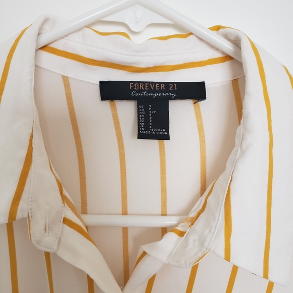 FOREVER21 🌟 White Yellow Striped Dress - Picture 2 of 10